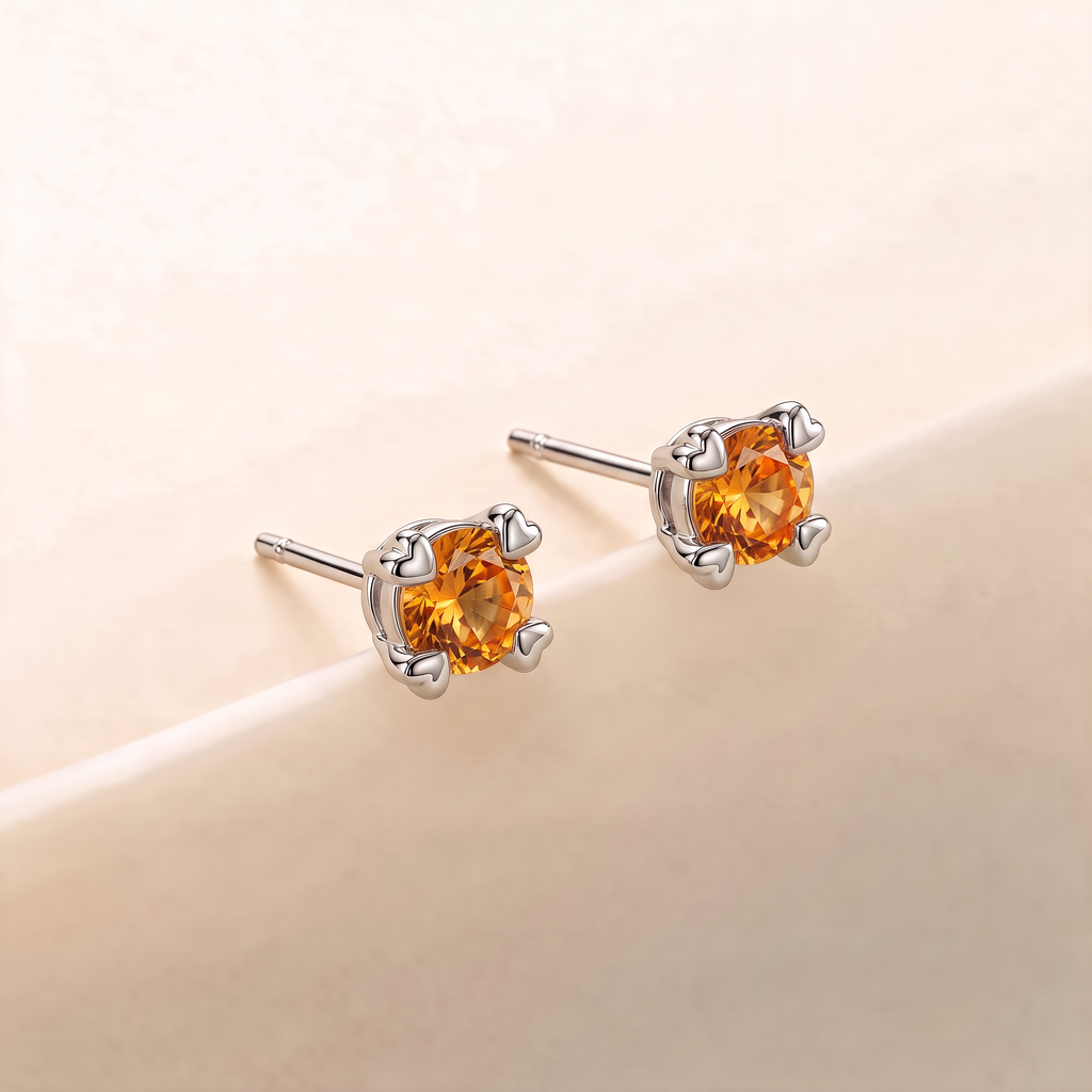 Heart-Prong Round Sapphire Studs
