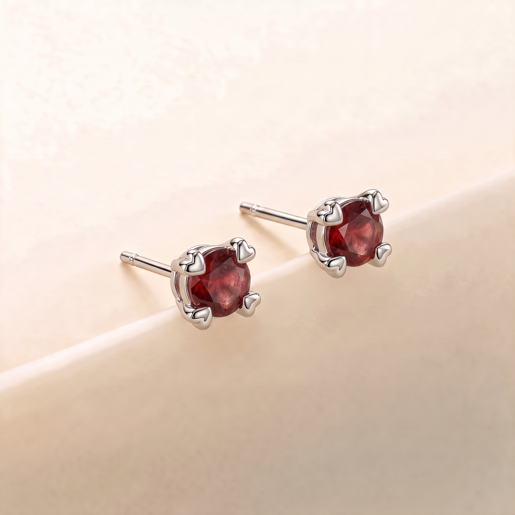 Heart-Prong Round Sapphire Studs
