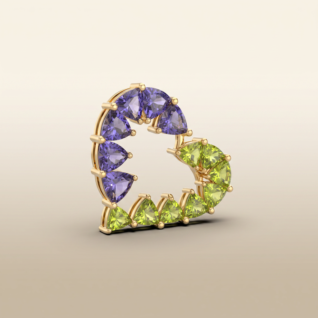 Heart Pendant · Tanzanite and Peridot