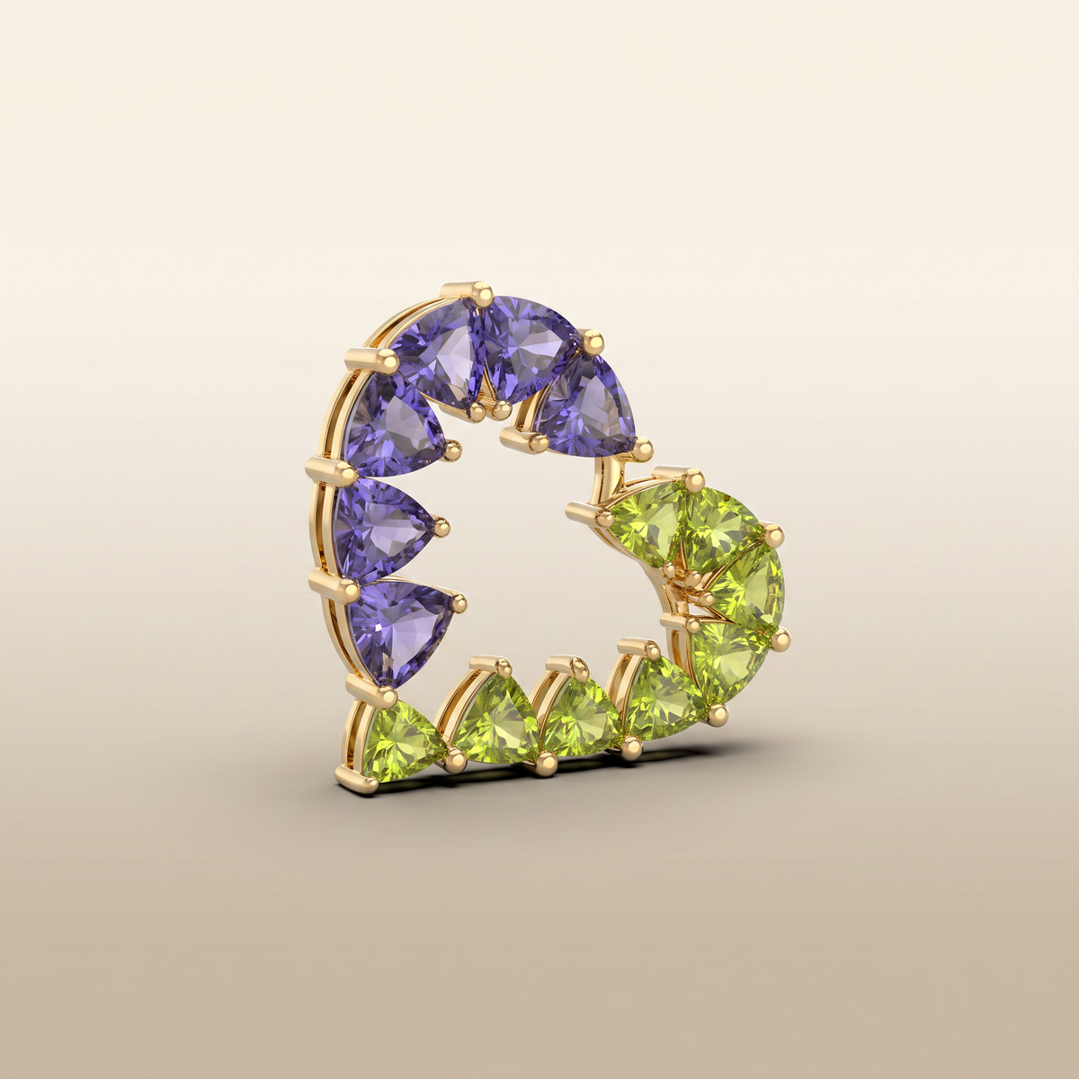 Heart Pendant · Tanzanite and Peridot